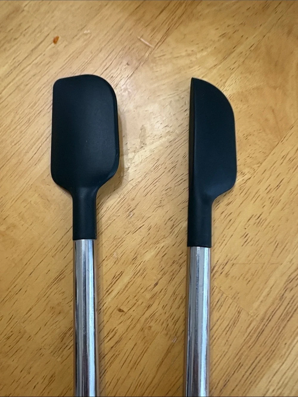 Crate&Barrel Black Silicone Spatulas with Silver Handles